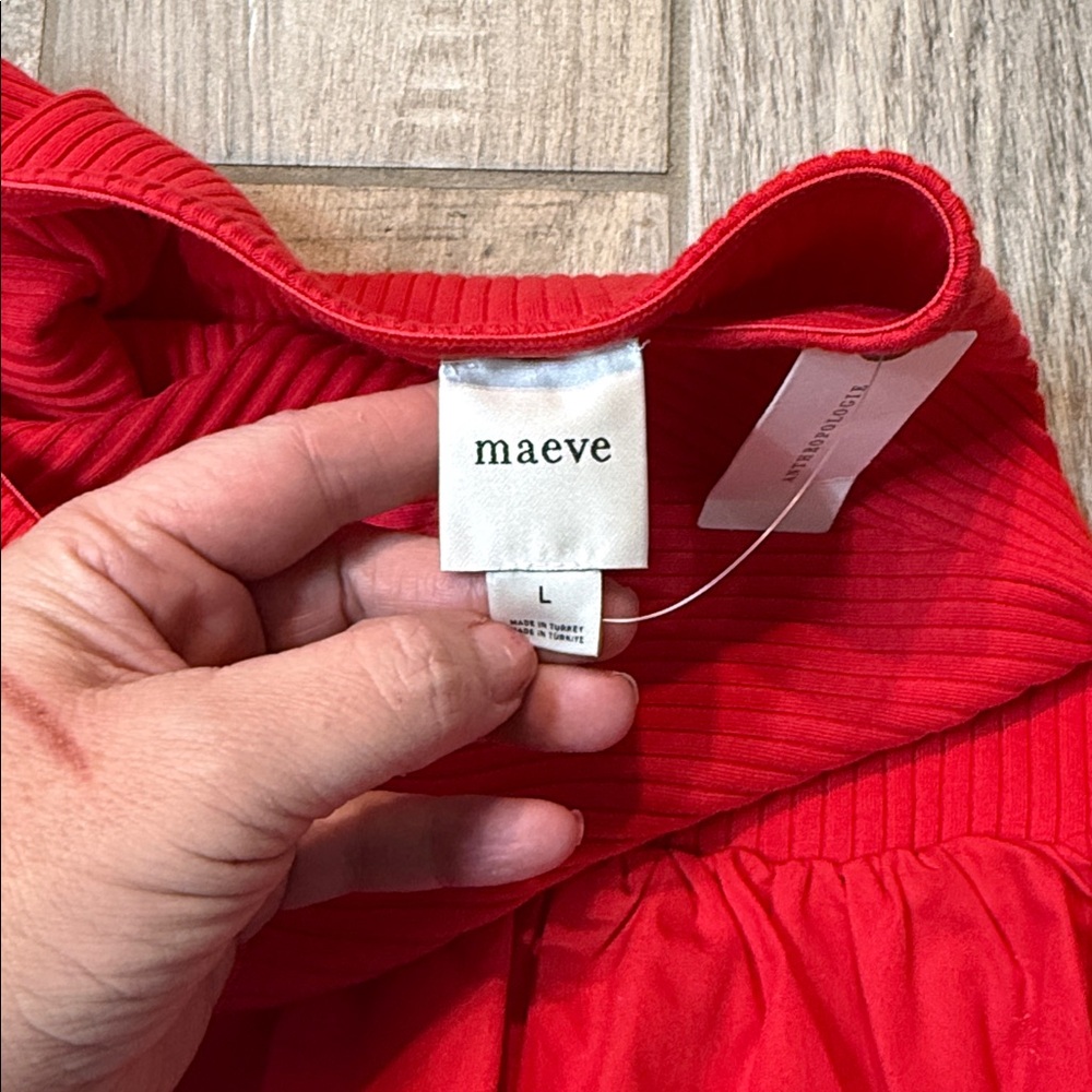 Maeve Red Strapless Bubble Hem Peplum Top Size‎ Scandi Girl Size Large NWT - Picture 6 of 8